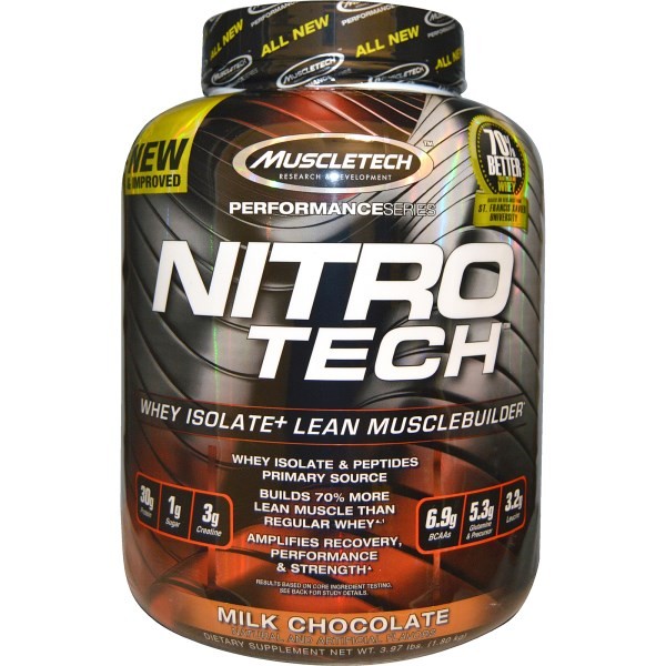 Muscletech, Performance Series, Nitro-Tech, Whey Isolate + Lean Musclebuilder, Milk Chocolate, 3.97 lbs (1.80 kg)